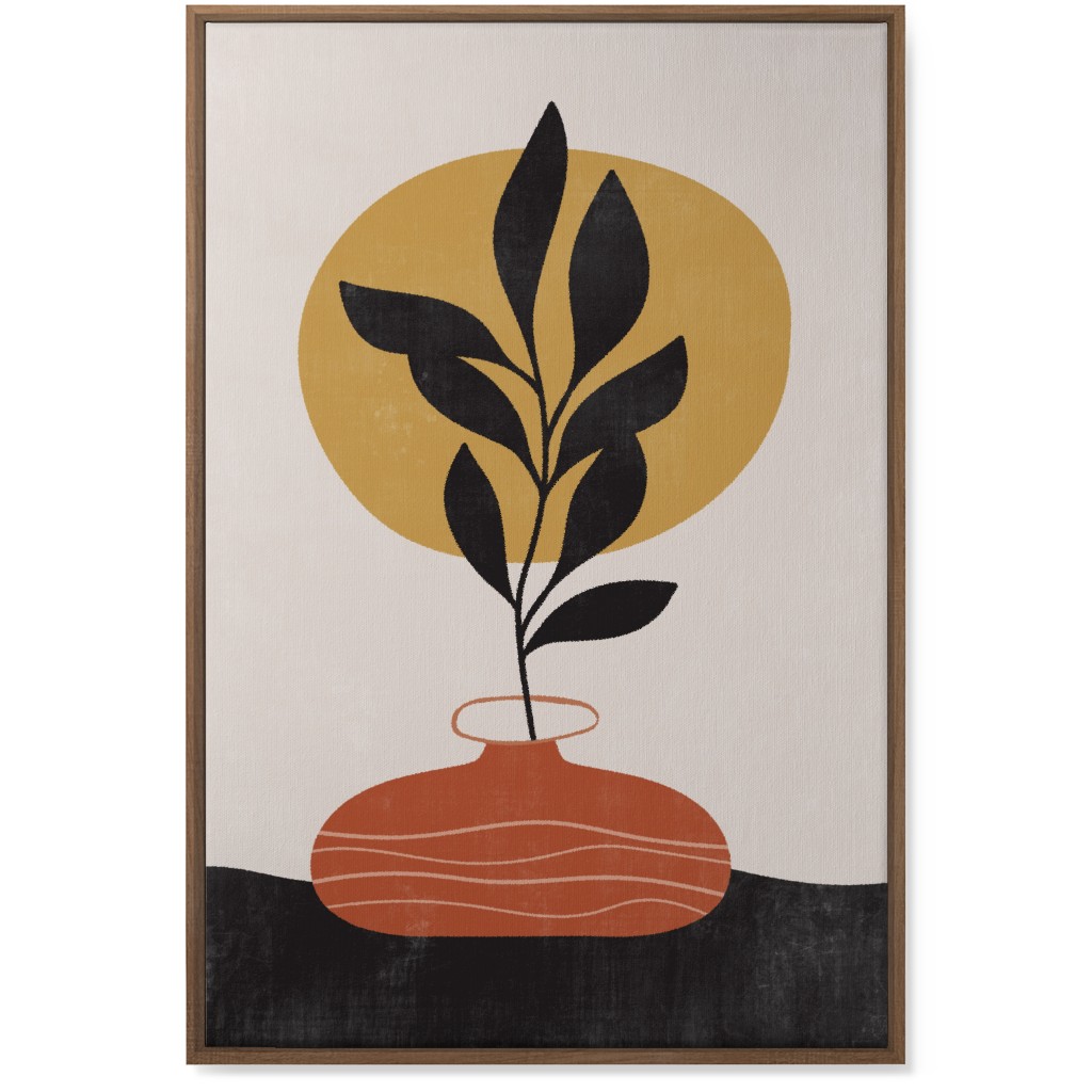Earthen Vase - Terracotta Wall Art, Natural, Single piece, Canvas, 24x36, Orange