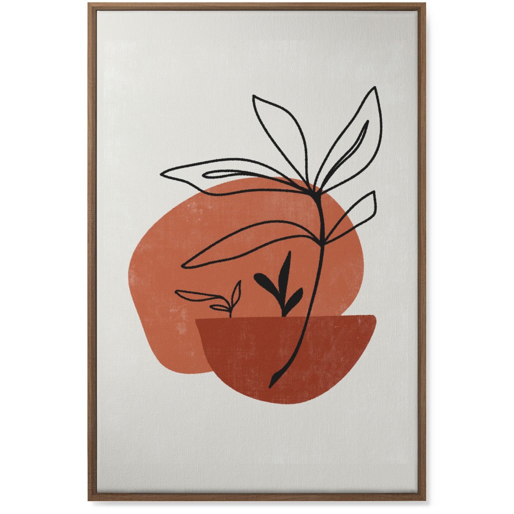 Abstract Leaf Sketch - Terracotta and Ivory Wall Art, Natural, Single piece, Canvas, 24x36, Brown