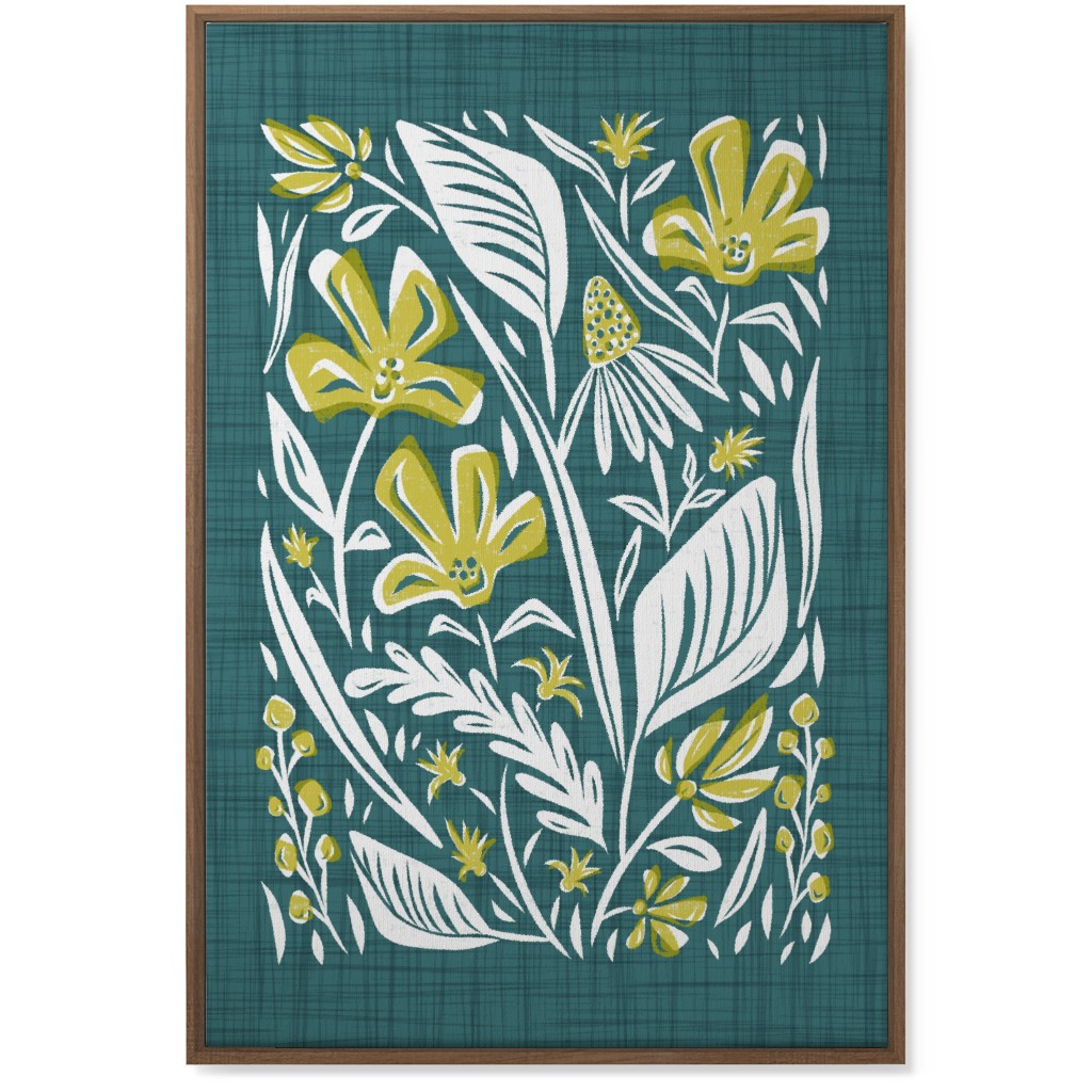 Botanique - Teal and Citron Wall Art, Natural, Single piece, Canvas, 24x36, Green, Classic Green