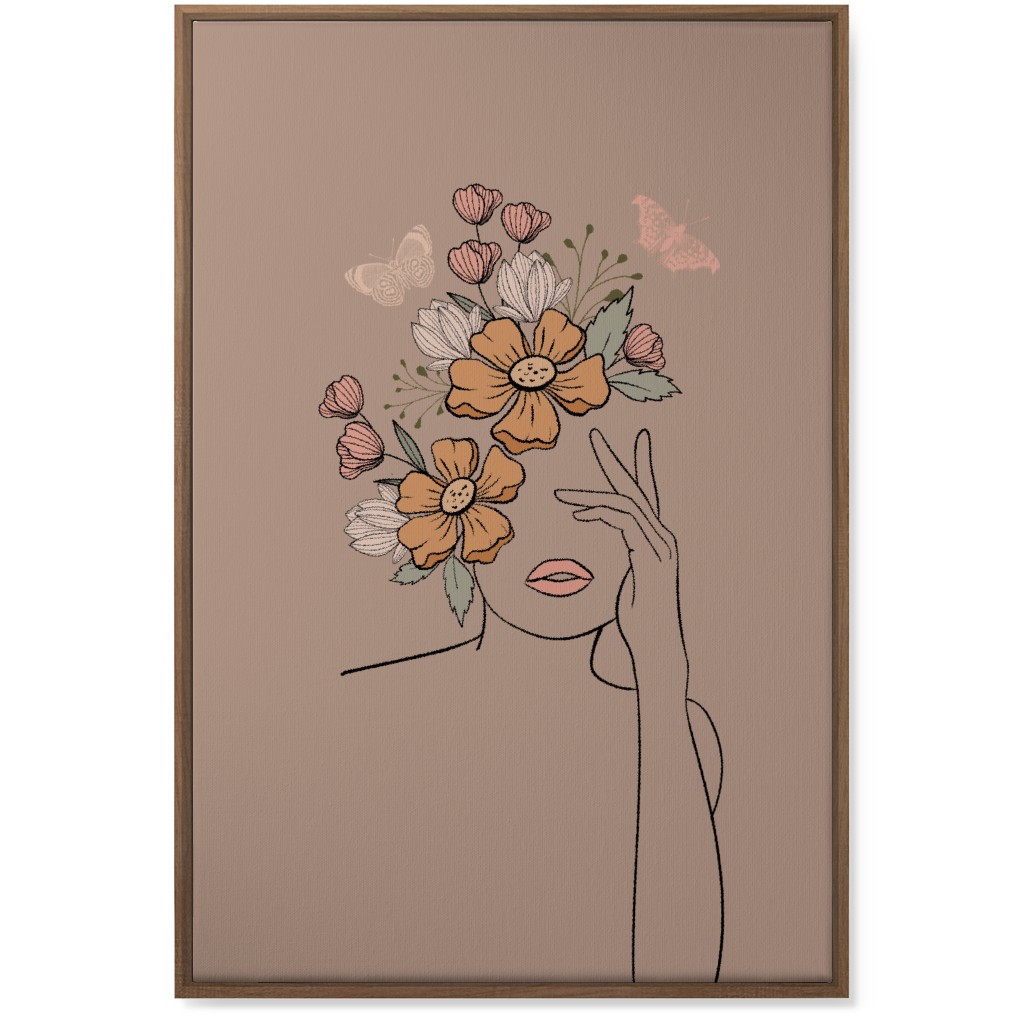Line Art Botanical Sketch - Neutral Wall Art, Natural, Single piece, Canvas, 24x36, Beige
