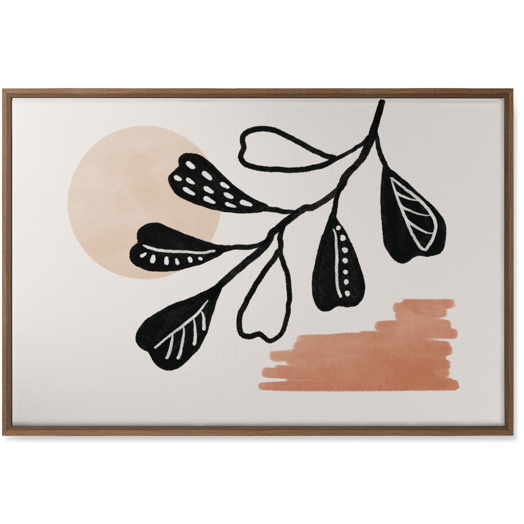Moonlight and Leaves Wall Art, Natural, Single piece, Canvas, 24x36, Beige
