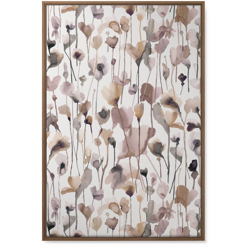 Watercolor Wild Rustic Flowers - Neutral Wall Art, Natural, Single piece, Canvas, 24x36, Brown, Brown