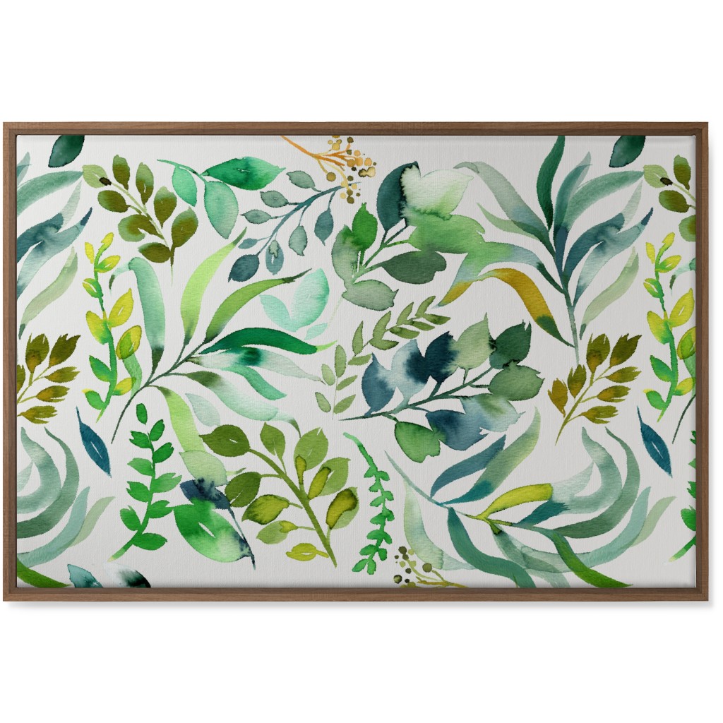 Watercolor Leaves Wall Art, Natural, Single piece, Canvas, 24x36, Green, Verdant