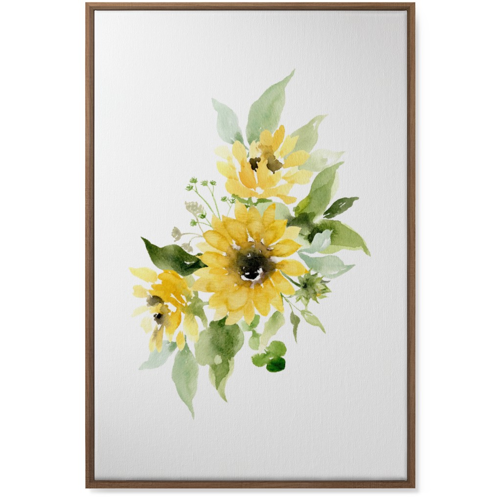 Sunflowers Watercolor - Yellow Wall Art, Natural, Single piece, Canvas, 24x36, Yellow, Classic Yellow