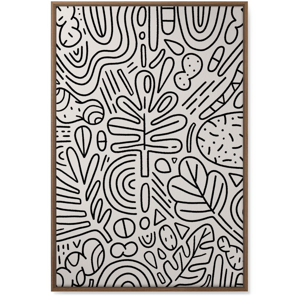 Doodles - Black and Beige Wall Art, Natural, Single piece, Canvas, 24x36, Beige