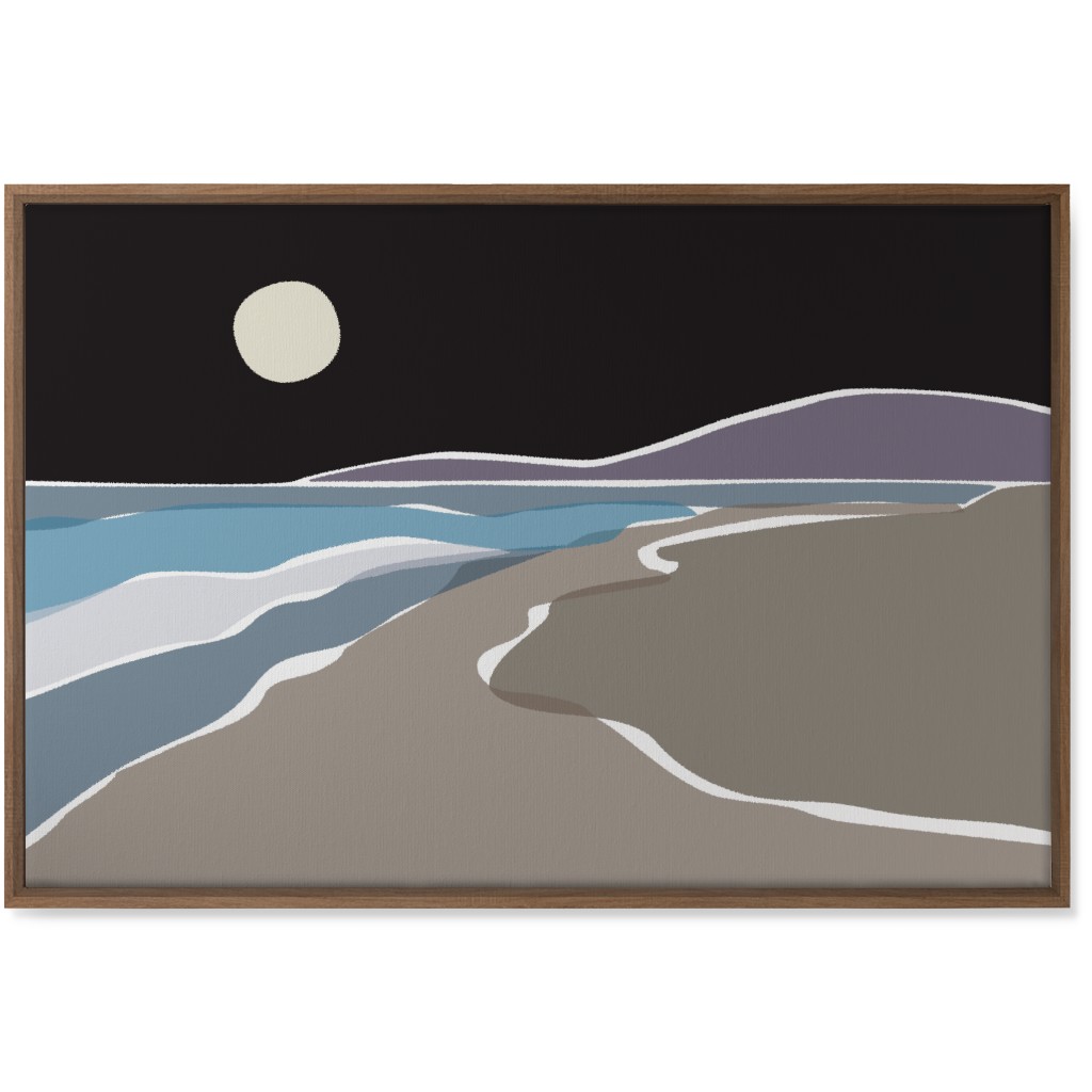 Beach Night Wall Art, Natural, Single piece, Canvas, 24x36, Black, Asphalt