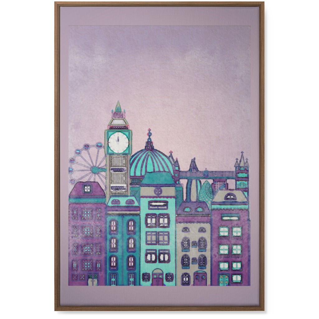 Pretty London Skyline Wall Art, Natural, Single piece, Canvas, 24x36, Purple