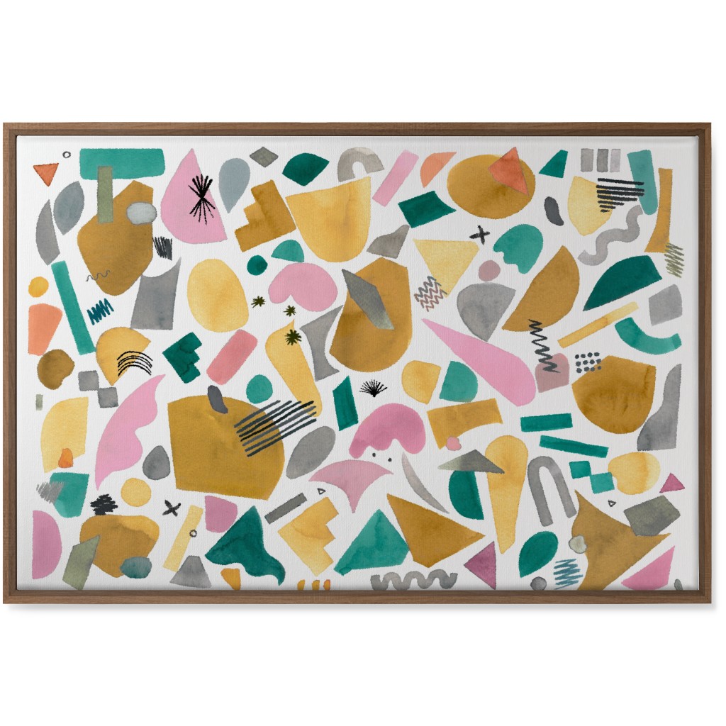 Abstract Geo Pieces - Pink Wall Art, Natural, Single piece, Canvas, 24x36, Multicolor