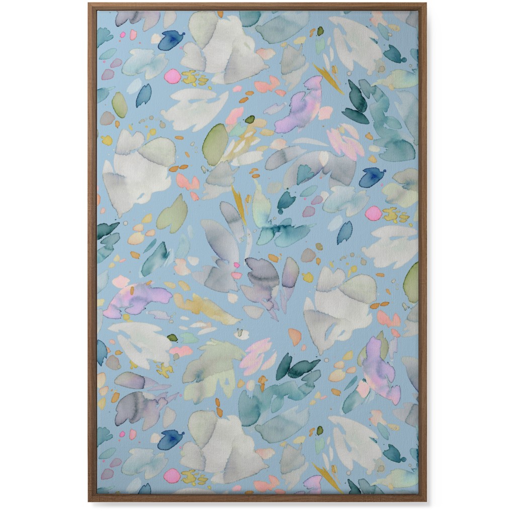 Abstract Petal Flowering Wall Art, Natural, Single piece, Canvas, 24x36, Blue, Celeste
