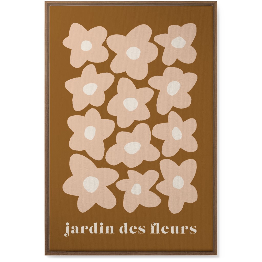 Botanical Graphic Retro Flower Garden Wall Art, Natural, Single piece, Canvas, 24x36, Brown, Nutmeg