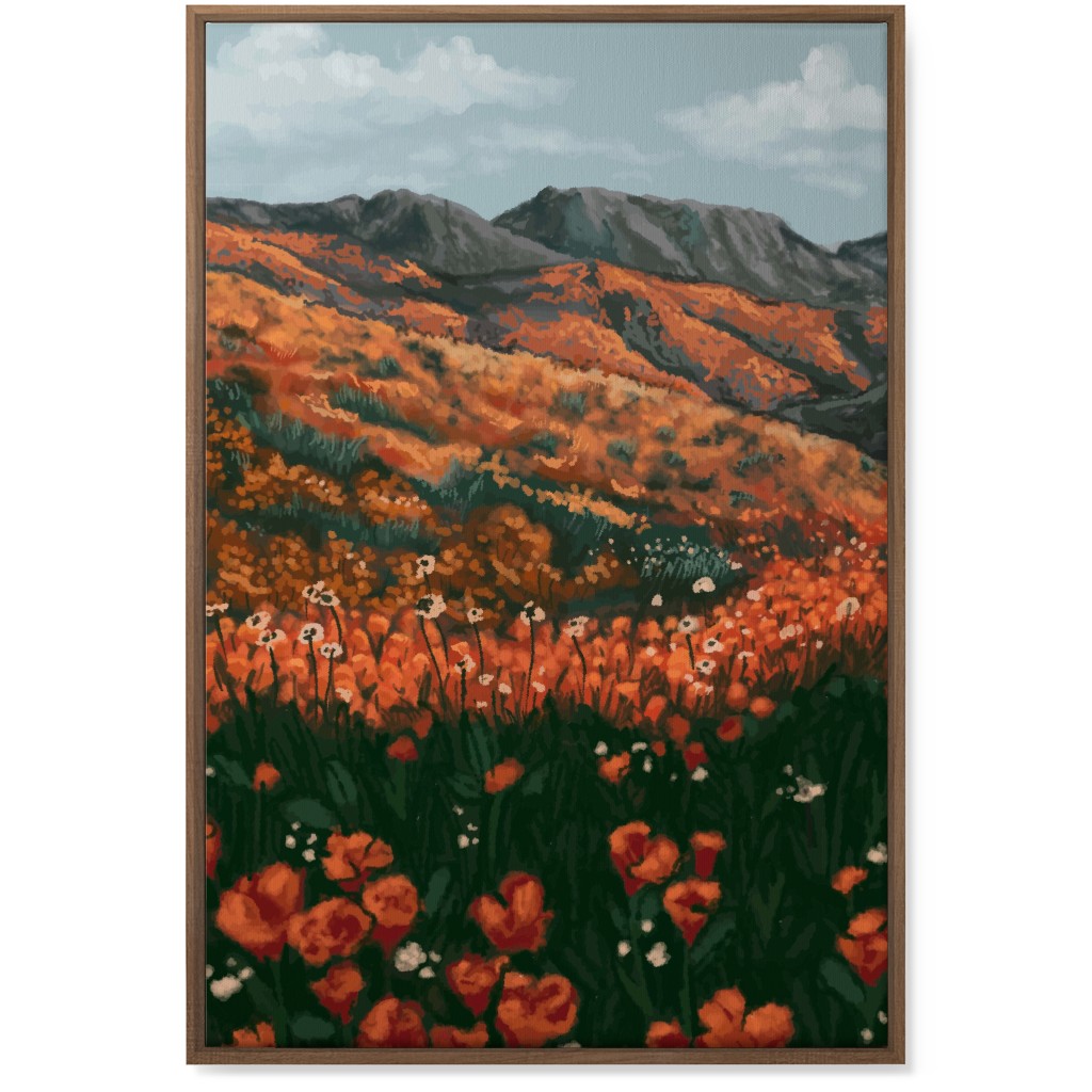 Field of Flowers - Orange and Multi Wall Art, Natural, Single piece, Canvas, 24x36, Orange