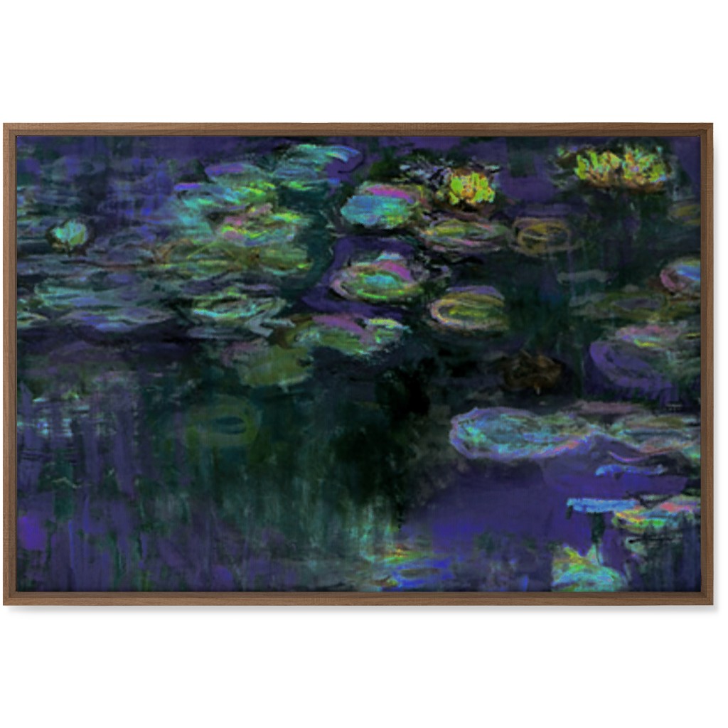 Claude Monet Waterlilies At Night Wall Art, Natural, Single piece, Canvas, 24x36, Blue