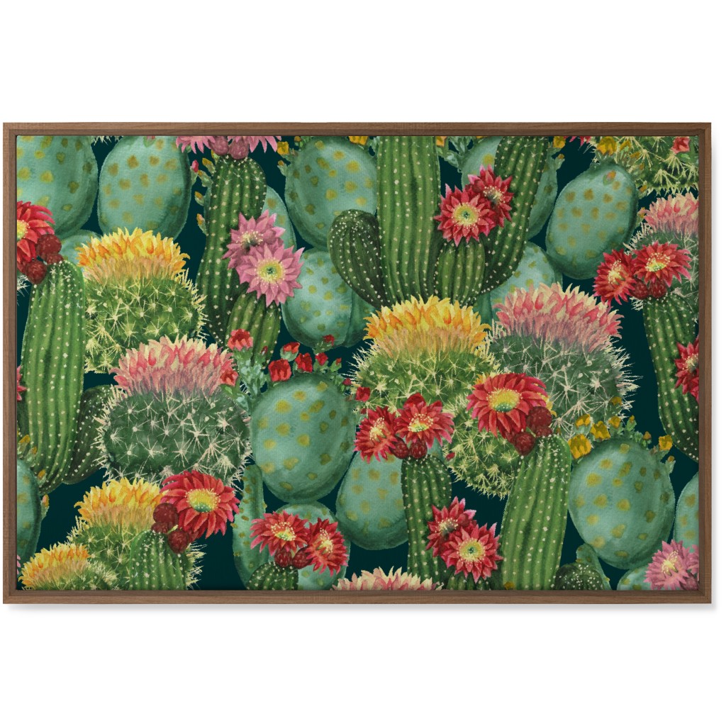 Tropical Cactus Flowers Wall Art, Natural, Single piece, Canvas, 24x36, Multicolor