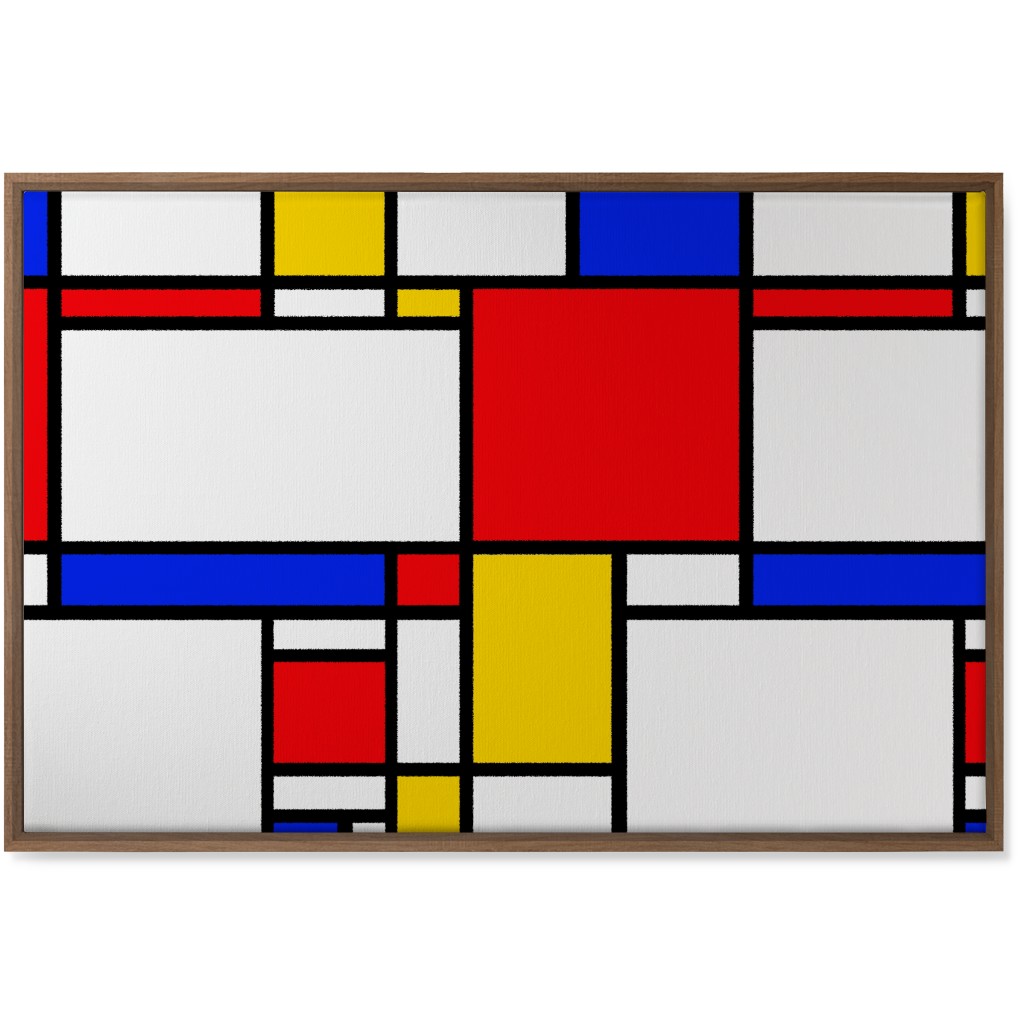 Mondrian Wall Art, Natural, Single piece, Canvas, 24x36, Multicolor