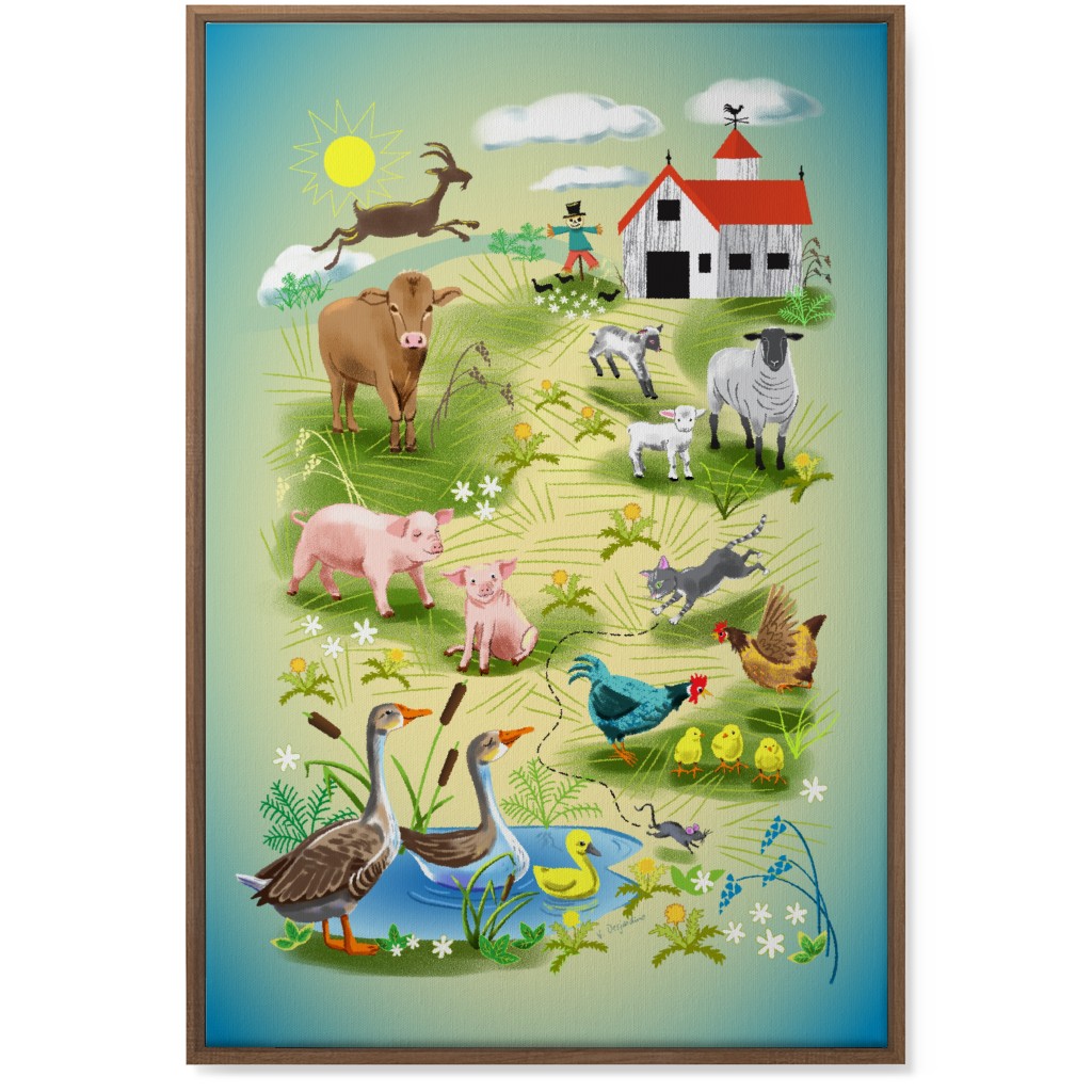 Animals on the Farm - Multi Wall Art, Natural, Single piece, Canvas, 24x36, Multicolor
