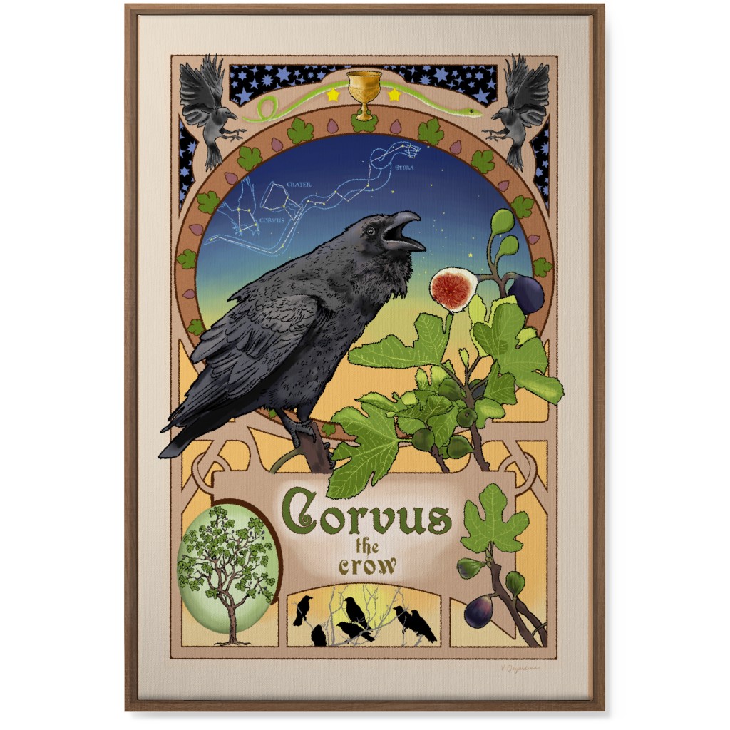 Art Nouveau Crow Wall Art, Natural, Single piece, Canvas, 24x36, Multicolor