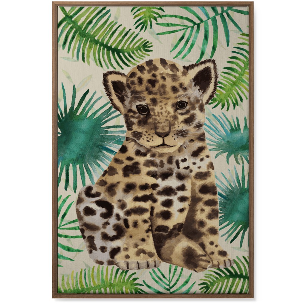 Baby Leopard Portrait Wall Art, Natural, Single piece, Canvas, 24x36, Brown