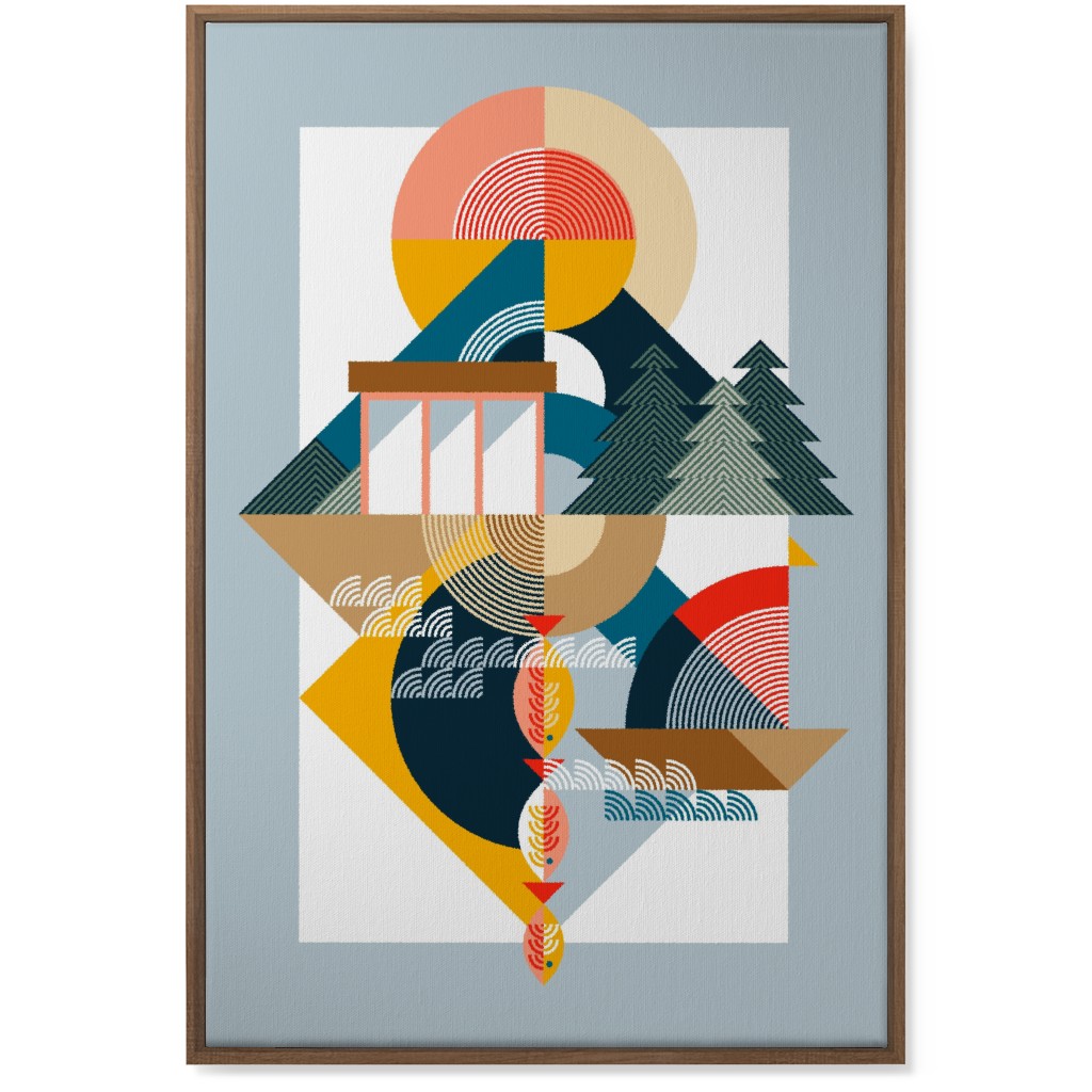 By the Sea Abstract - Multi Wall Art, Natural, Single piece, Canvas, 24x36, Multicolor