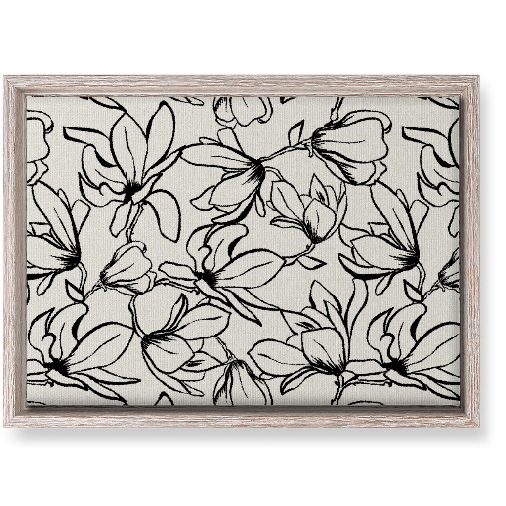 Magnolia Garden - Textured - White & Black Wall Art, Rustic, Single piece, Canvas, 10x14, Beige, Pearl
