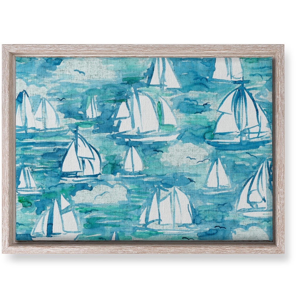 Sailboats Sailing Watercolor Loosely Painted - Blue Wall Art, Rustic, Single piece, Canvas, 10x14, Blue