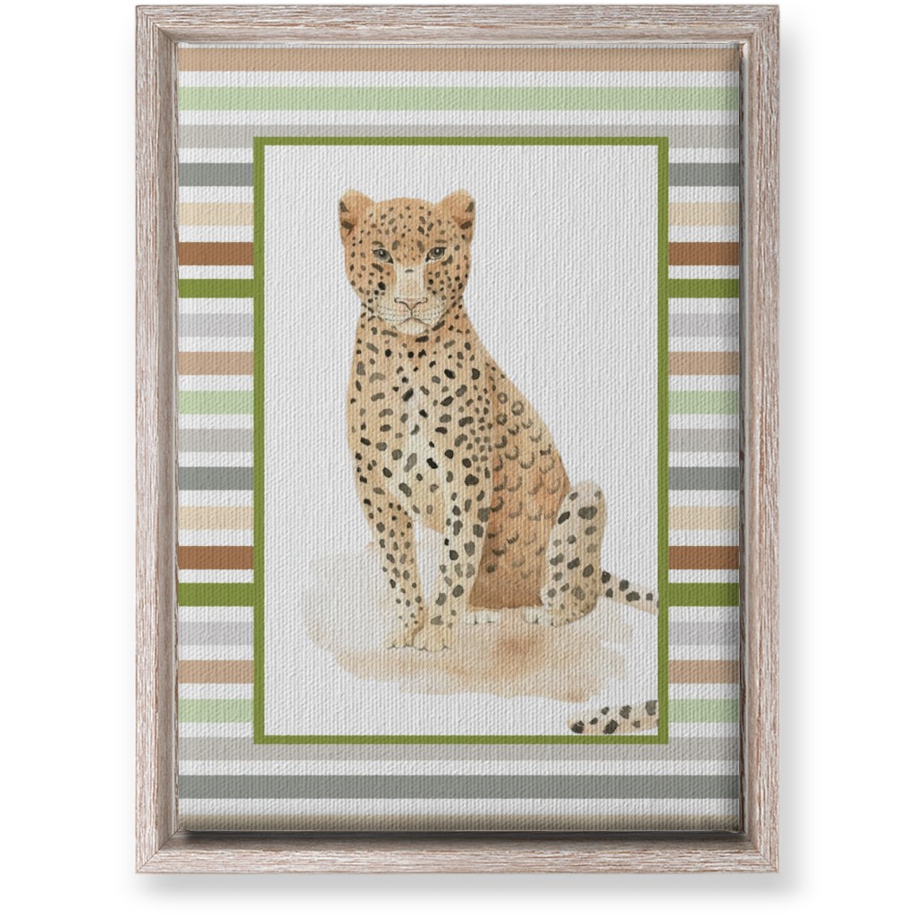 Jungle Safari Animals and Stripes - Leopard Wall Art, Rustic, Single piece, Canvas, 10x14, Multicolor
