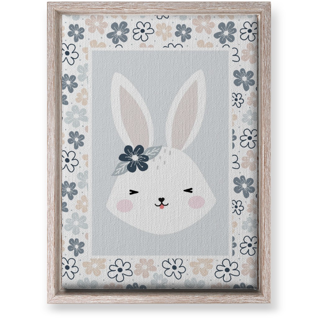 Spring Baby Girl Bunny - Neutral Soft Palette Wall Art, Rustic, Single piece, Canvas, 10x14, Blue
