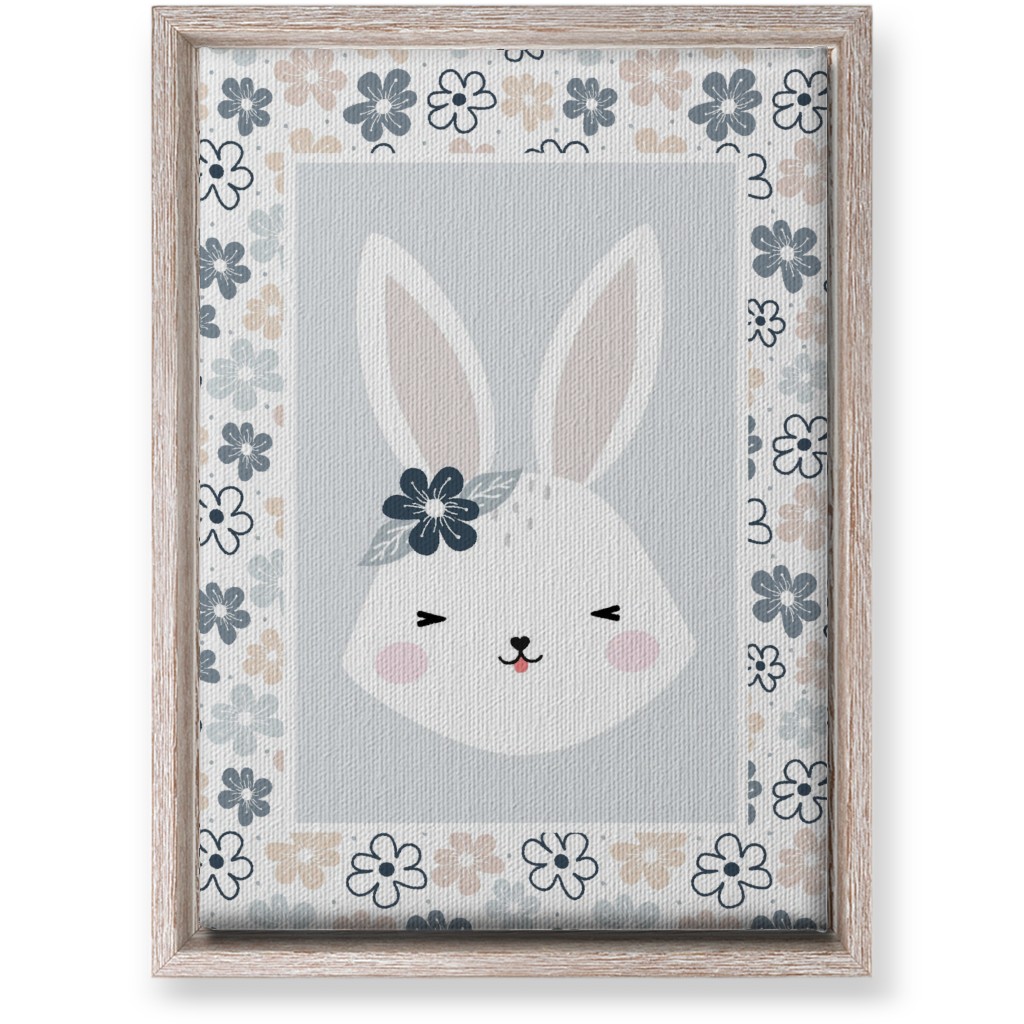 Spring Baby Girl Bunny - Neutral Soft Palette Wall Art, Rustic, Single piece, Canvas, 10x14, Blue, True Blue