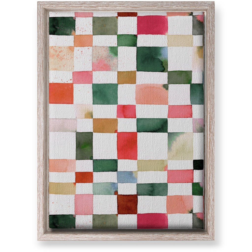 Watercolor Checker - Multi Wall Art, Rustic, Single piece, Canvas, 10x14, Multicolor