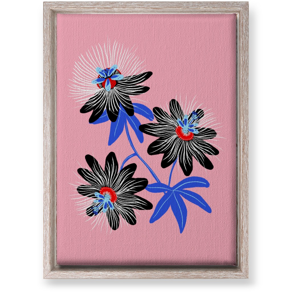 Passion Flower - Multi on Pink Wall Art, Rustic, Single piece, Canvas, 10x14, Pink, Bright Pink