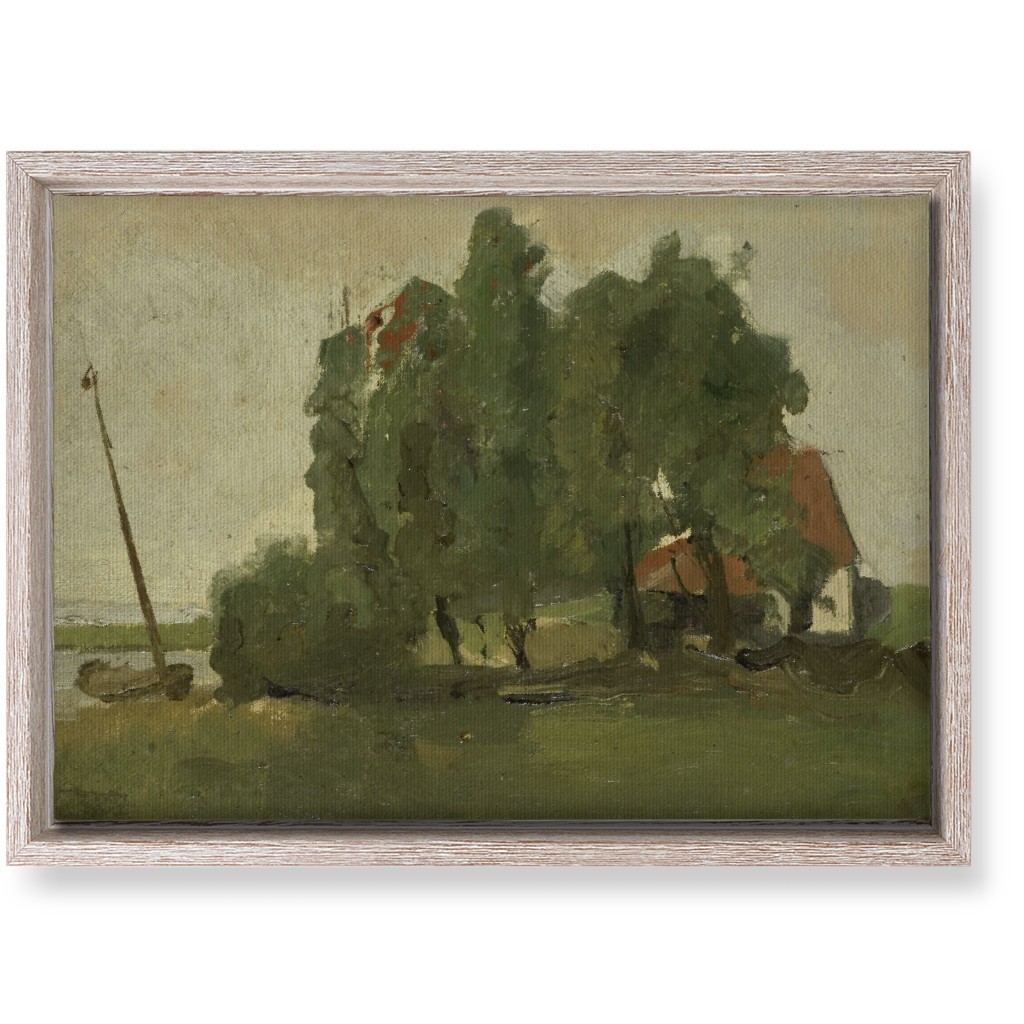 Lakeside Cottage Wall Art, Rustic, Single piece, Canvas, 10x14, Green