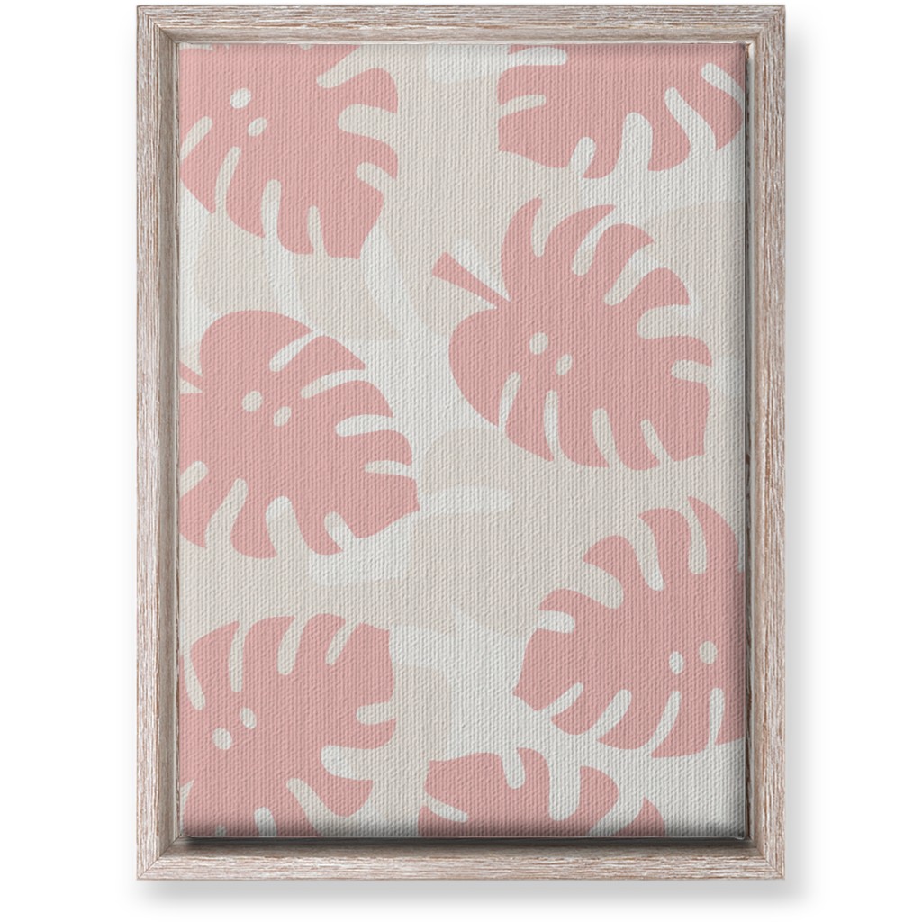 Monstera Leaves in Earth Tones Wall Art, Rustic, Single piece, Canvas, 10x14, Pink