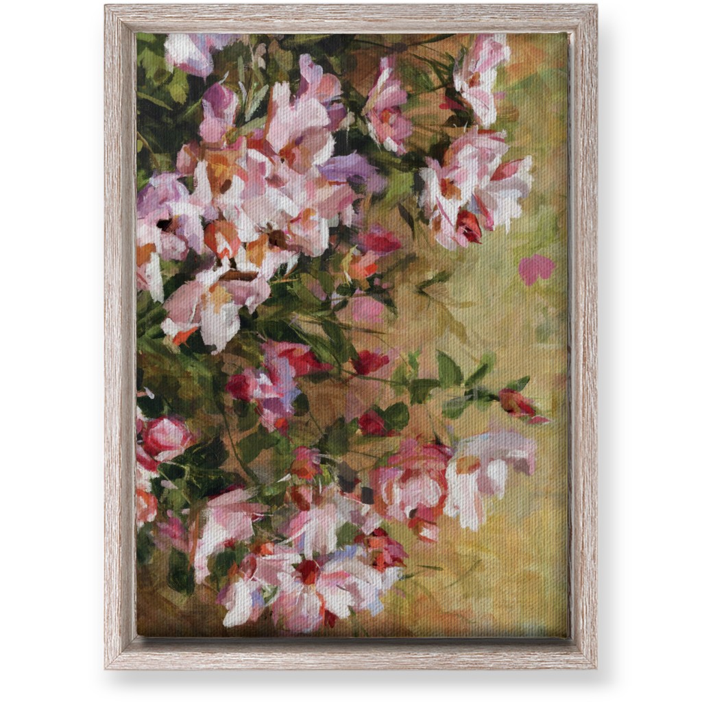 Wild Roses Painting - Pink Wall Art, Rustic, Single piece, Canvas, 10x14, Pink, Bright Pink