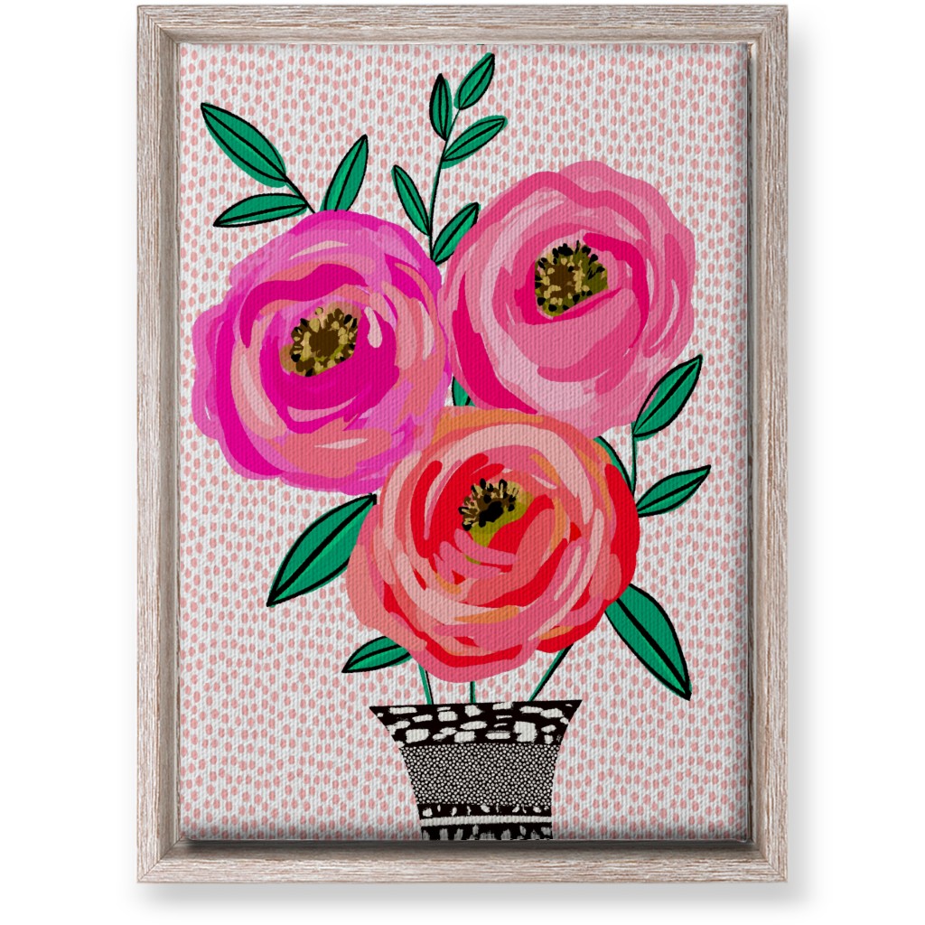 Happy Day Florals - Pink Wall Art, Rustic, Single piece, Canvas, 10x14, Pink