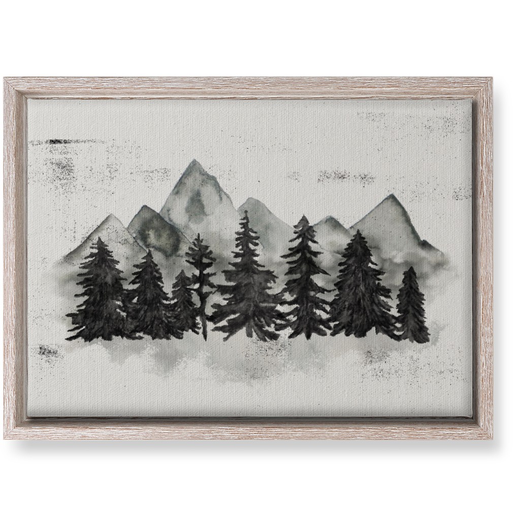 Pines and Mountains - Gray Wall Art, Rustic, Single piece, Canvas, 10x14, Black