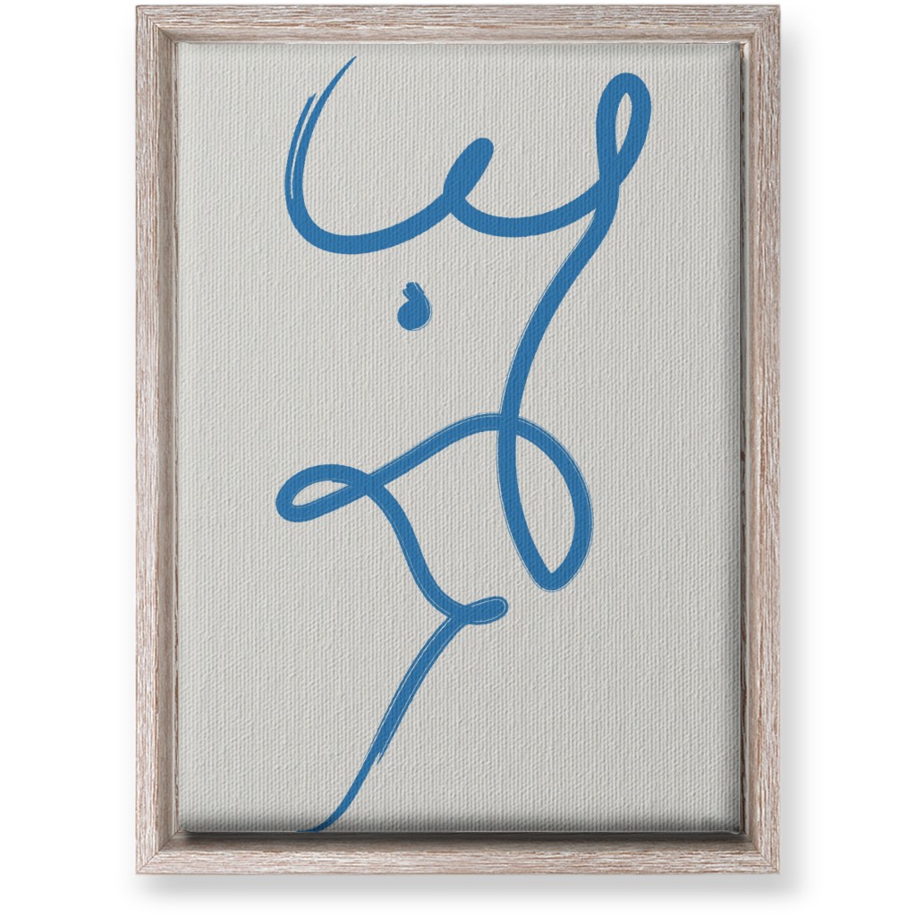 Minimalist Female Torso Line - Blue Wall Art, Rustic, Single piece, Canvas, 10x14, Blue