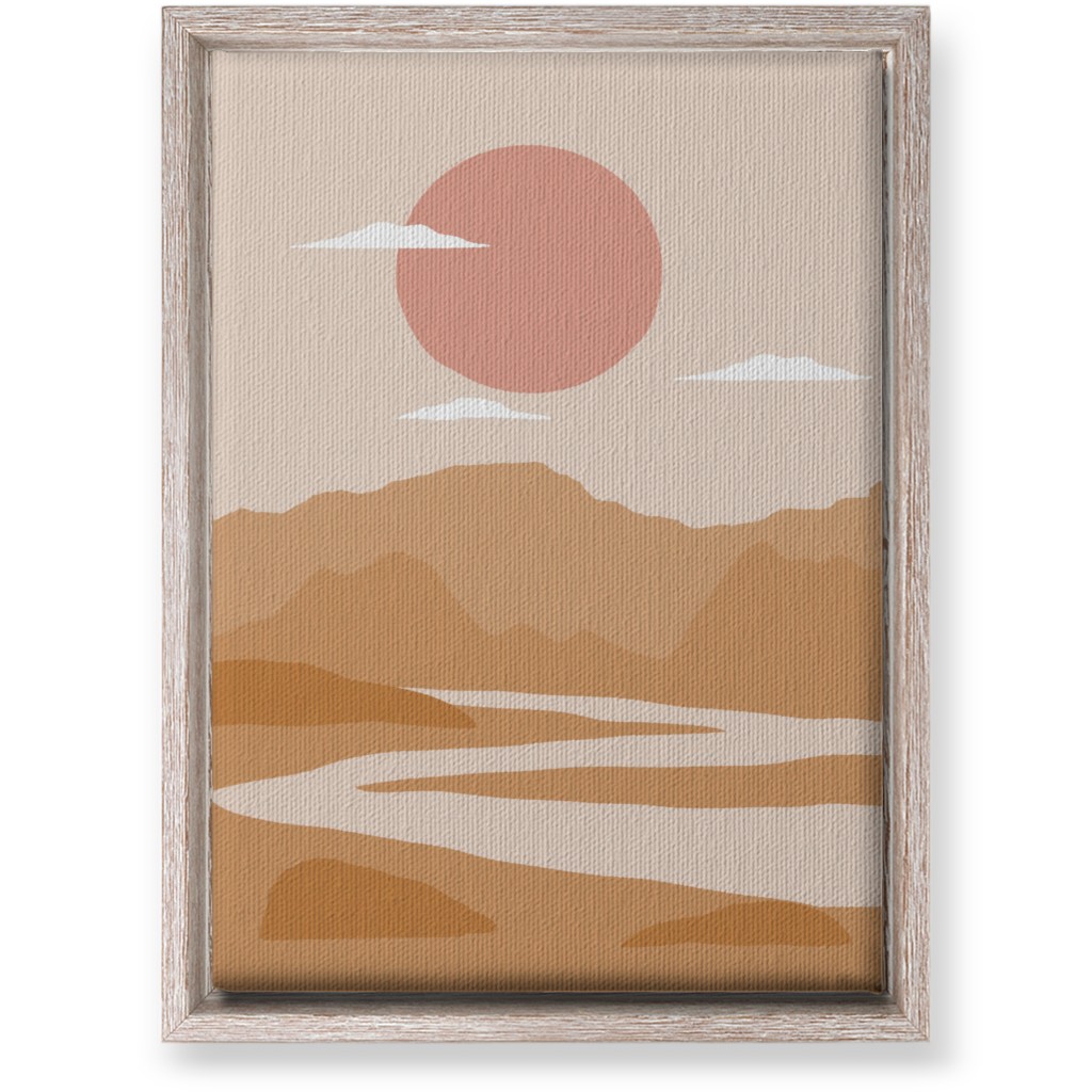 Abstract Landscape With River - Neutral Wall Art, Rustic, Single piece, Canvas, 10x14, Orange