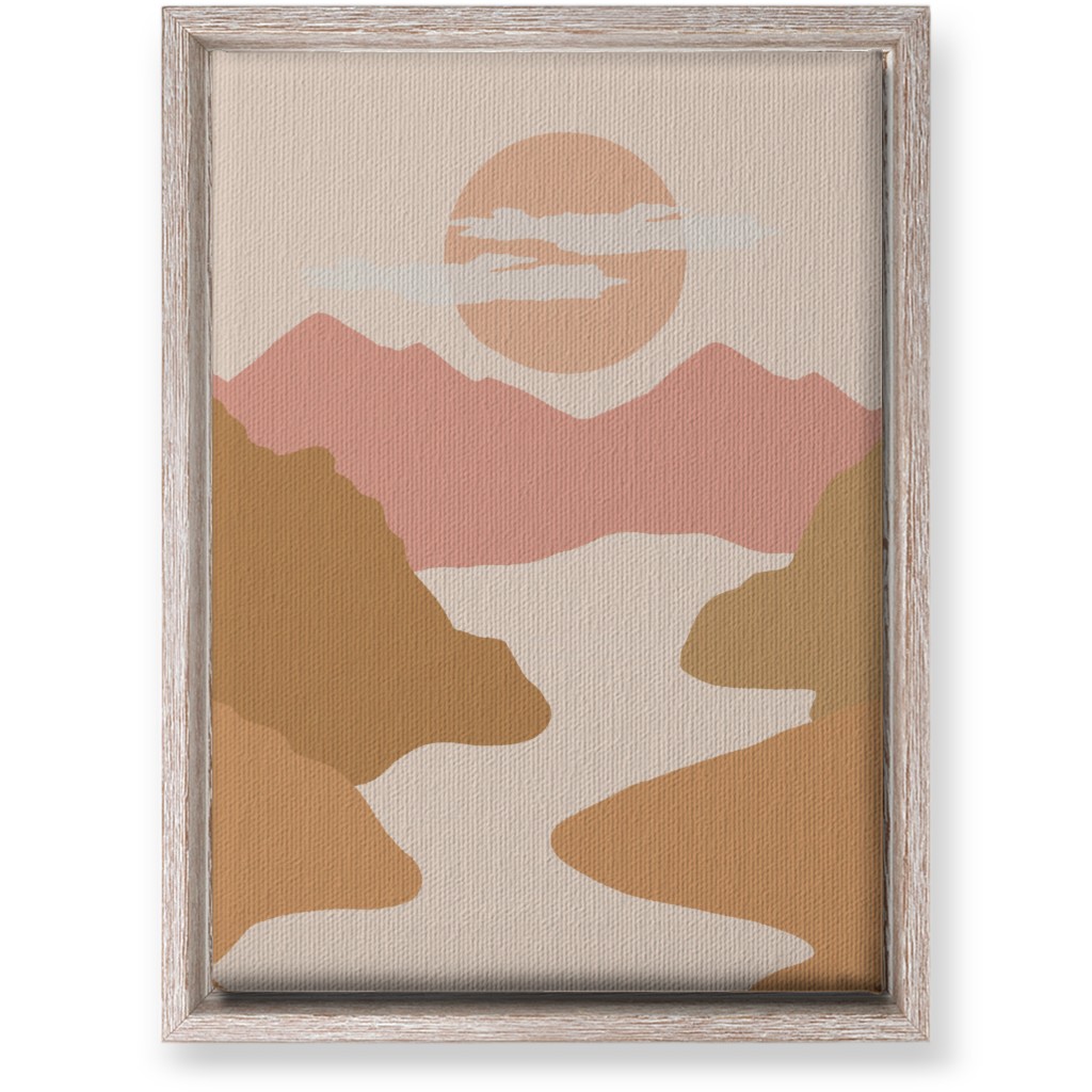 Abstract Valley Landscape - Neutral Wall Art, Rustic, Single piece, Canvas, 10x14, Orange, Orange