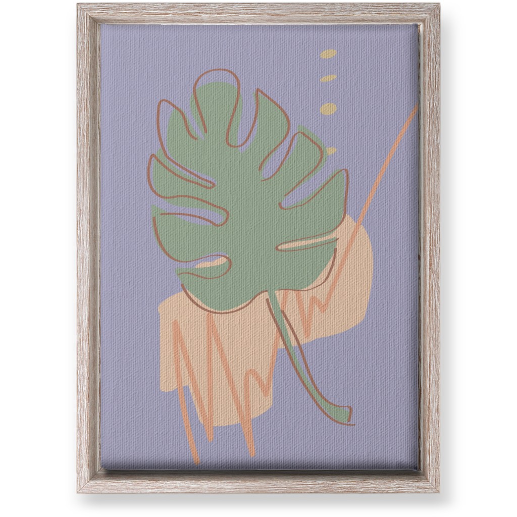 Modern Monstera Leaf - Purple and Green Wall Art, Rustic, Single piece, Canvas, 10x14, Purple, Purple