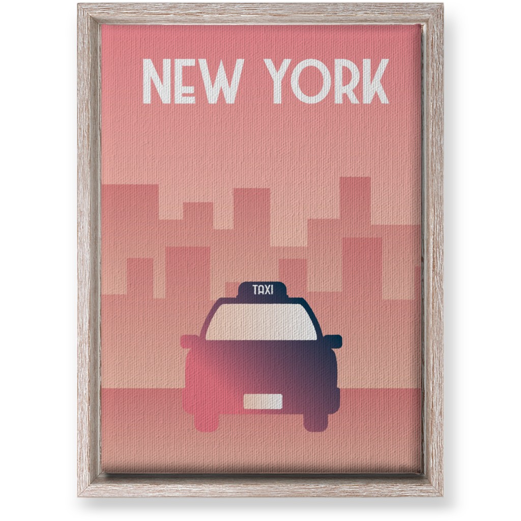 New York City Taxi Wall Art, Rustic, Single piece, Canvas, 10x14, Pink, Dusk Pink