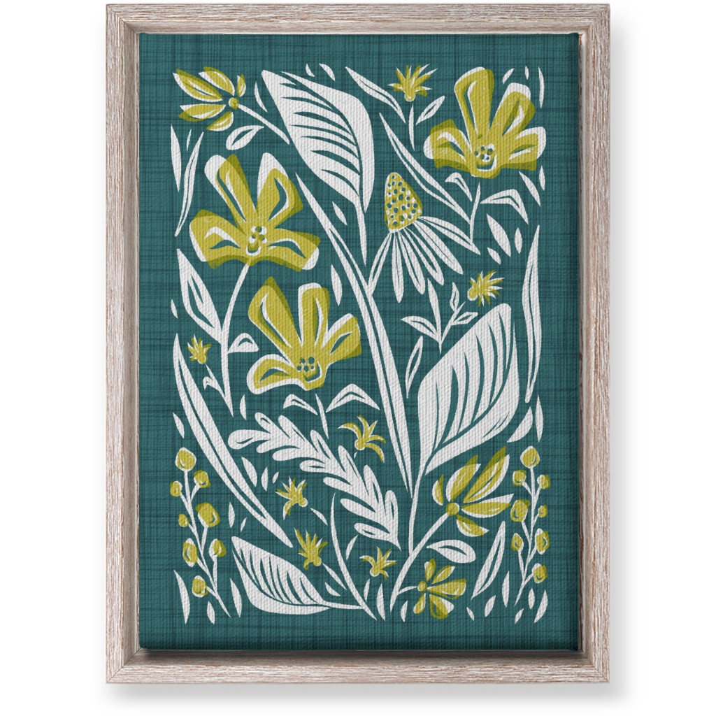 Botanique - Teal and Citron Wall Art, Rustic, Single piece, Canvas, 10x14, Green