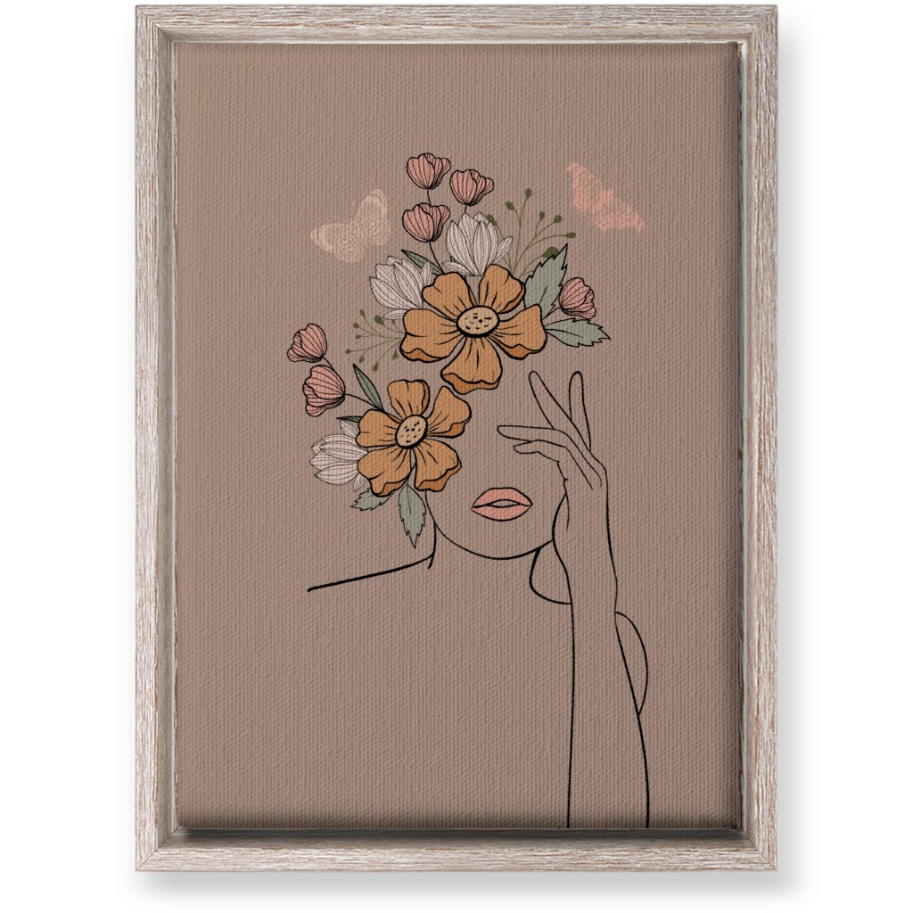 Line Art Botanical Sketch - Neutral Wall Art, Rustic, Single piece, Canvas, 10x14, Beige