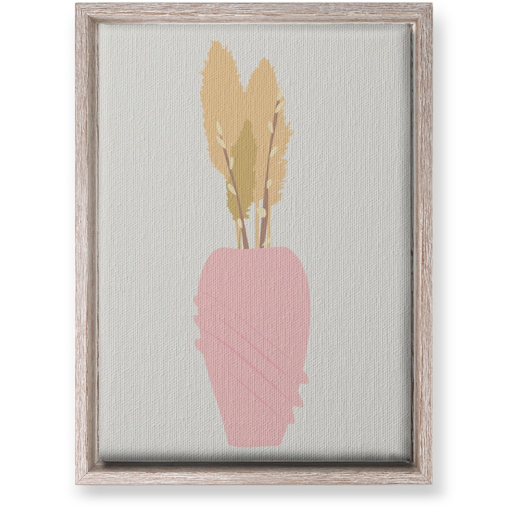 Minamalist Pampas and Willow - Pink and Beige Wall Art, Rustic, Single piece, Canvas, 10x14, Pink