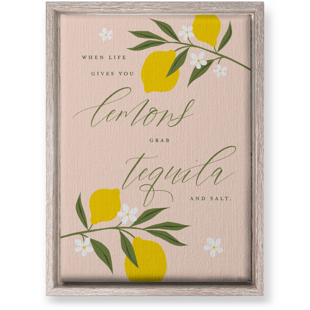 Life Lemons - Pink and Yellow Wall Art, Rustic, Single piece, Canvas, 10x14, Pink, Bright Pink