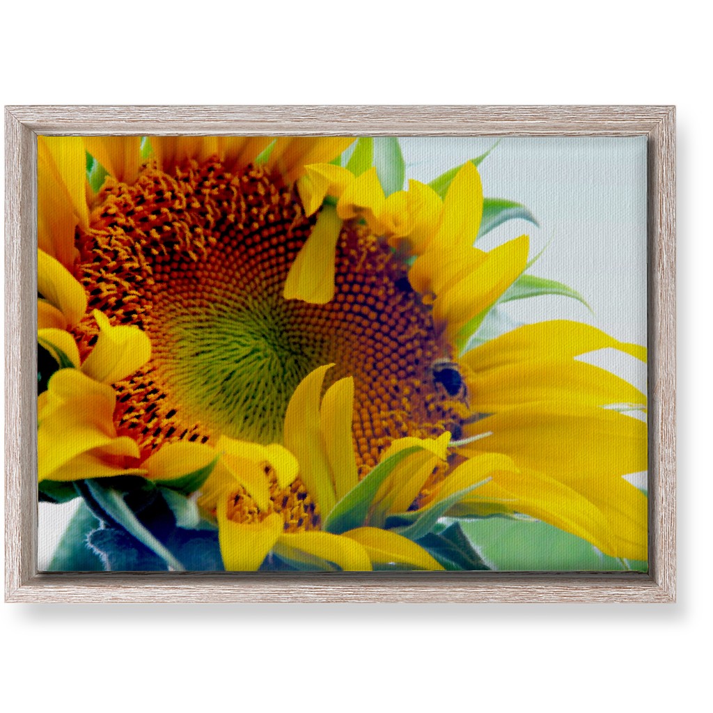 Sunflower and Bee - Yellow Wall Art, Rustic, Single piece, Canvas, 10x14, Yellow