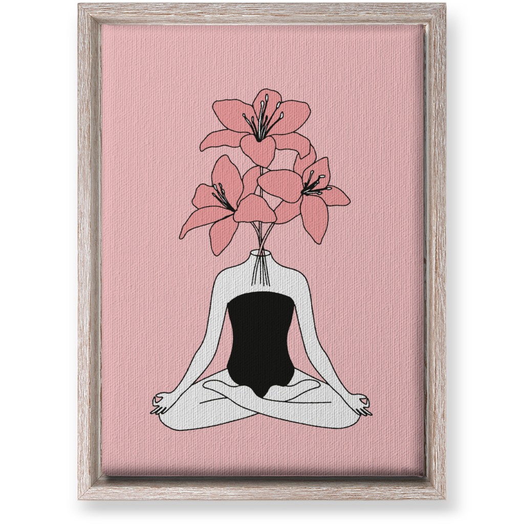 Feminine Yoga - Pink Wall Art, Rustic, Single piece, Canvas, 10x14, Pink, Bright Pink