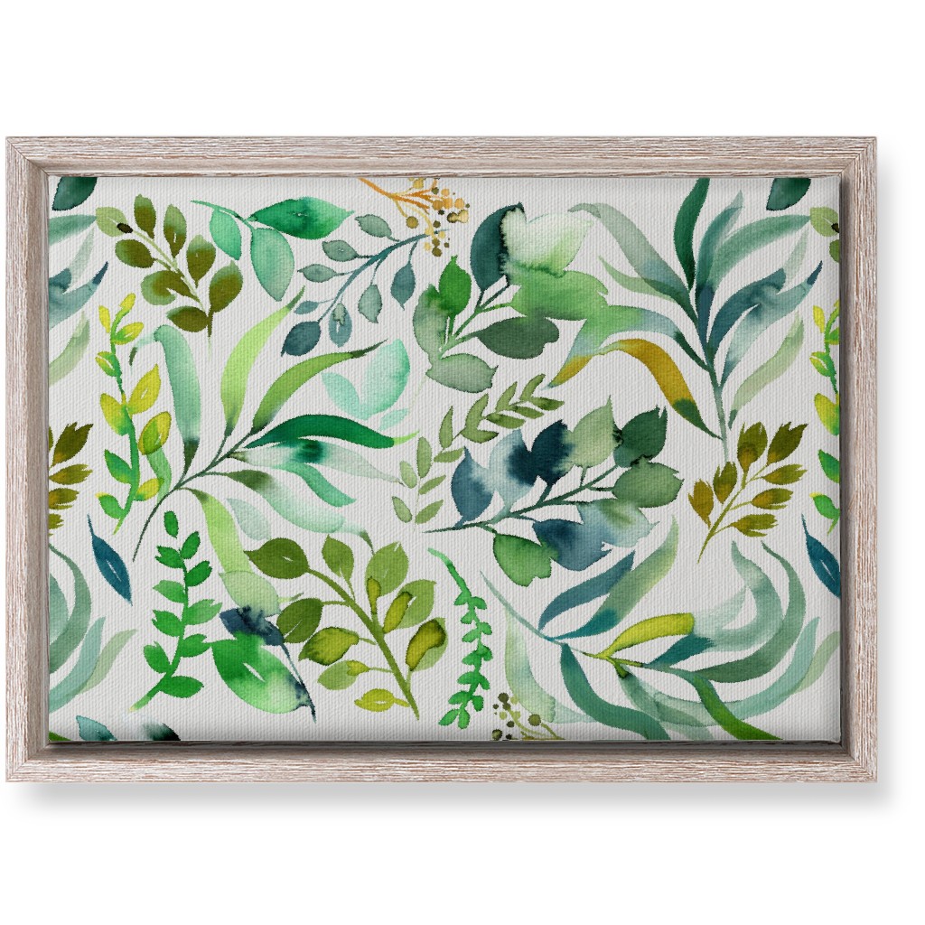 Watercolor Leaves Wall Art, Rustic, Single piece, Canvas, 10x14, Green