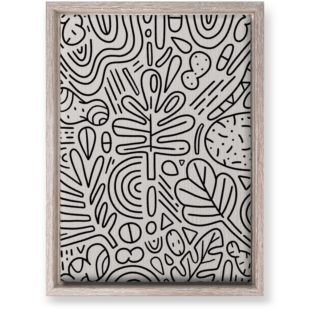 Doodles - Black and Beige Wall Art, Rustic, Single piece, Canvas, 10x14, Beige