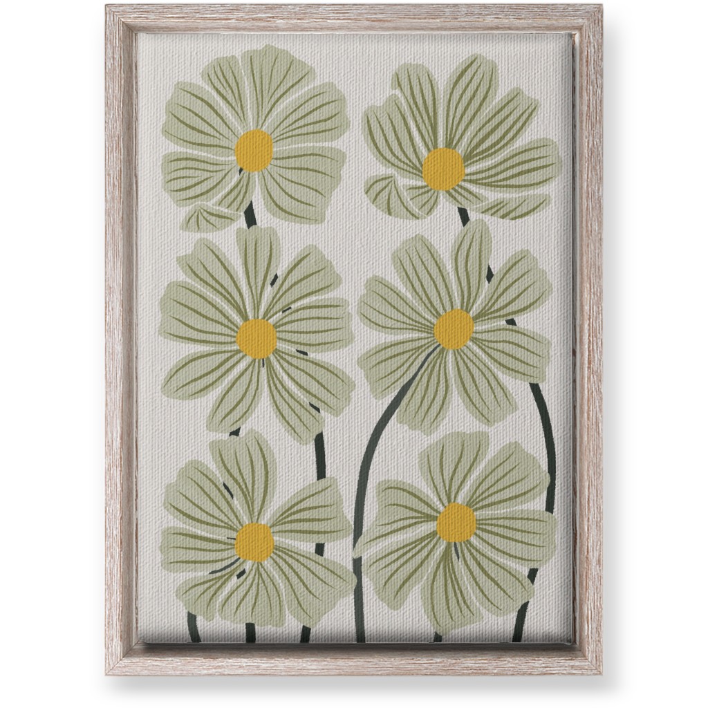 Botanical Cosmos Flowers Wall Art, Rustic, Single piece, Canvas, 10x14, Green