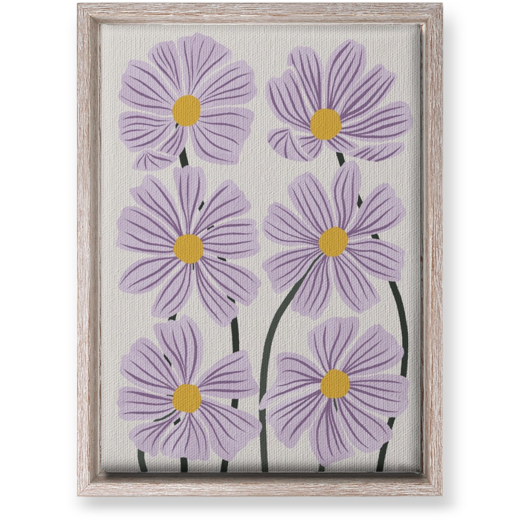 Botanical Cosmos Flowers Wall Art, Rustic, Single piece, Canvas, 10x14, Purple
