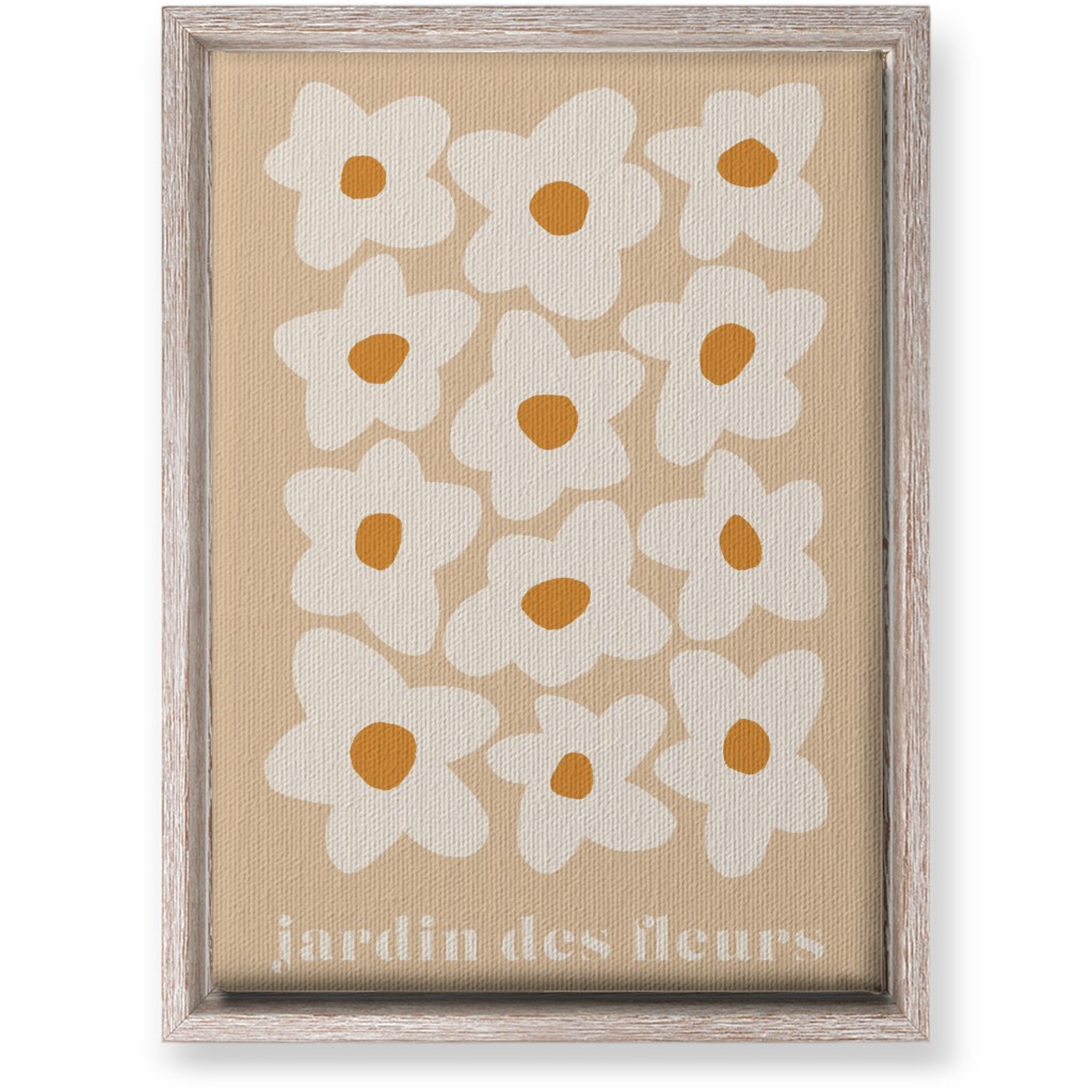 Botanical Graphic Retro Flower Garden Wall Art, Rustic, Single piece, Canvas, 10x14, Beige